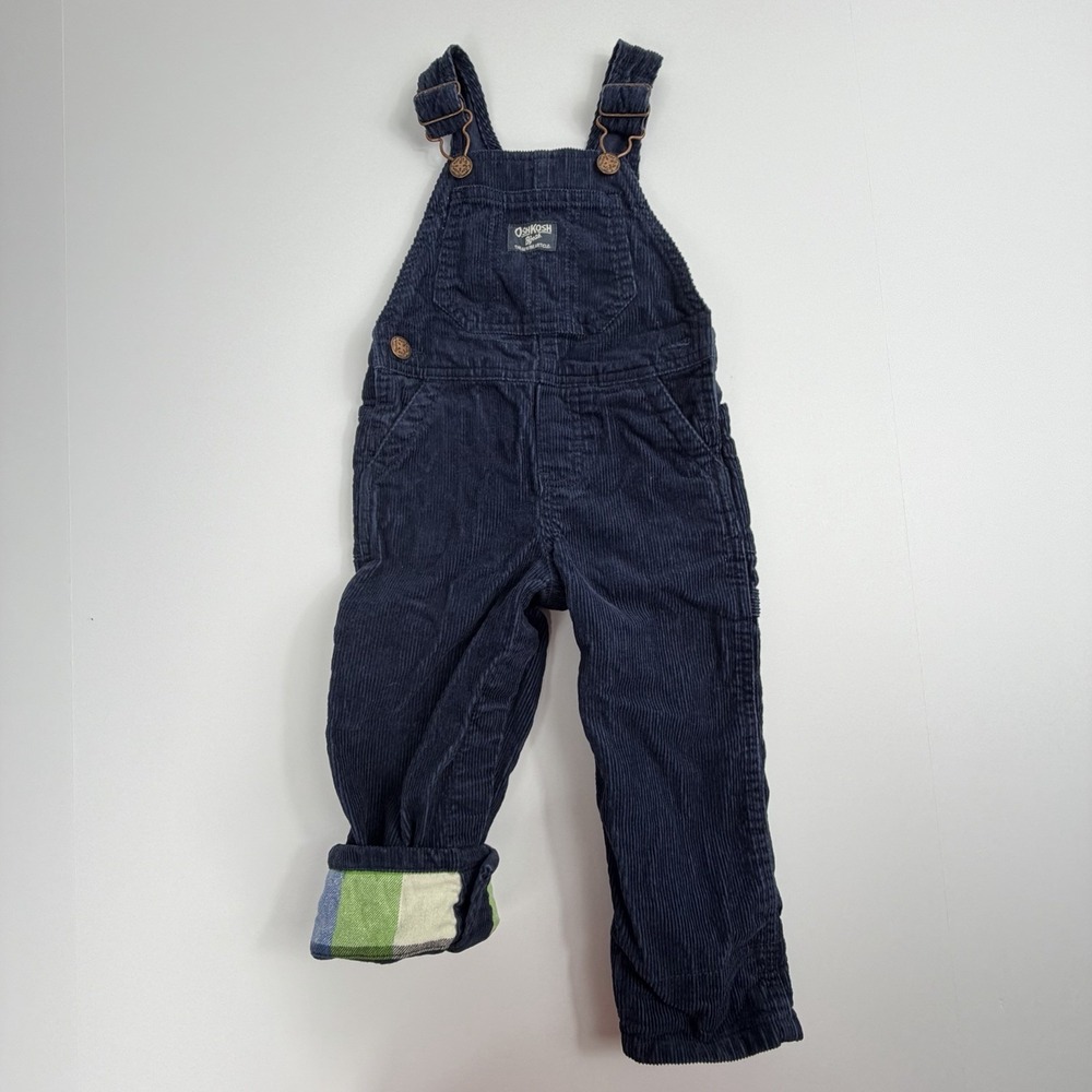 OshKosh B'Gosh Corduroy Overalls‎ 18 Months Navy Blue Vestbak Lined Cuffed